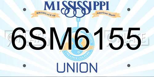 6SM6155 Mississippi License Plate