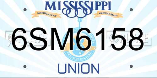 6SM6158 Mississippi License Plate