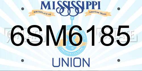 6SM6185 Mississippi License Plate