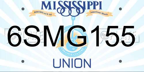 6SMG155 Mississippi License Plate