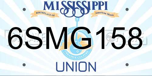 6SMG158 Mississippi License Plate