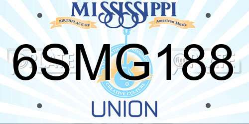6SMG188 Mississippi License Plate