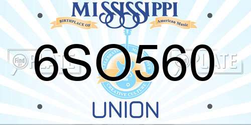 6SO560 Mississippi License Plate