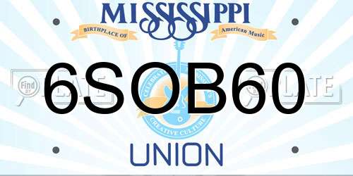6SOB60 Mississippi License Plate