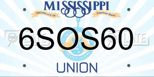 6SOS60 Mississippi License Plate