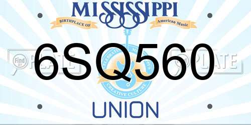 6SQ560 Mississippi License Plate