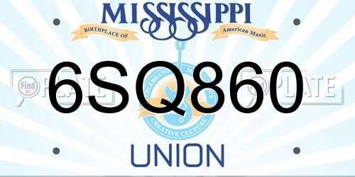 6SQ860 Mississippi License Plate