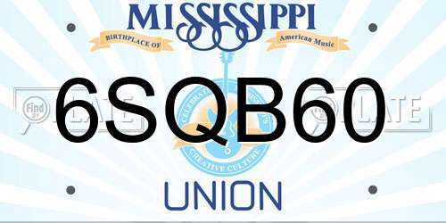 6SQB60 Mississippi License Plate