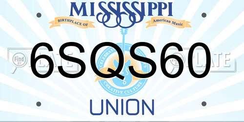 6SQS60 Mississippi License Plate