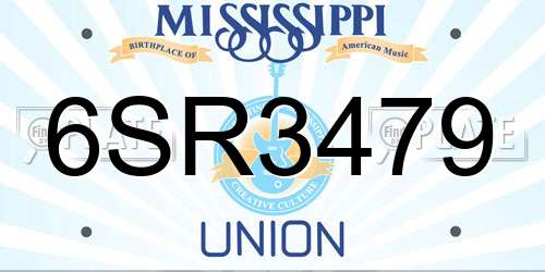 6SR3479 Mississippi License Plate