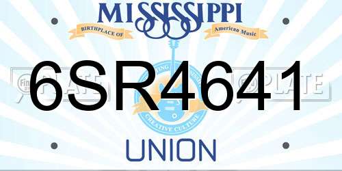 6SR4641 Mississippi License Plate