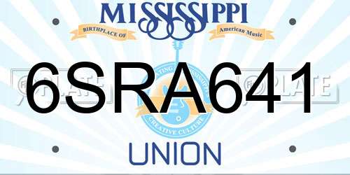 6SRA641 Mississippi License Plate