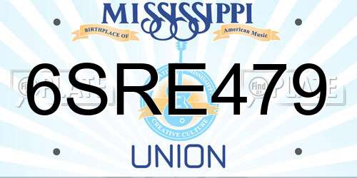 6SRE479 Mississippi License Plate