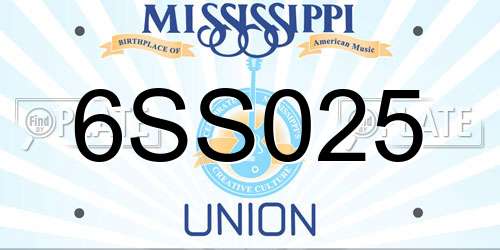 6SS025 Mississippi License Plate