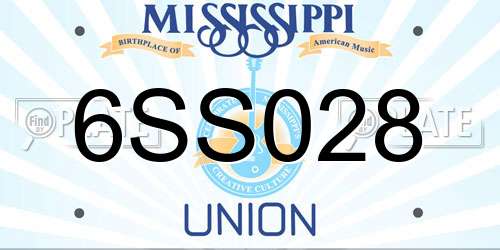 6SS028 Mississippi License Plate