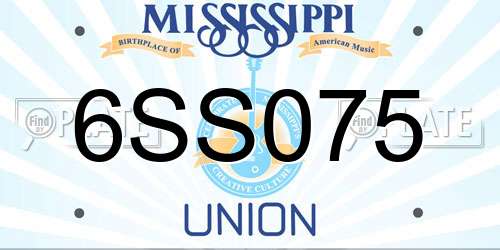 6SS075 Mississippi License Plate