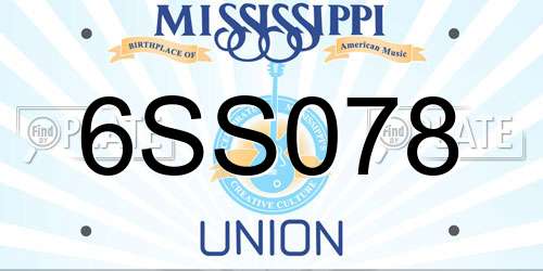6SS078 Mississippi License Plate