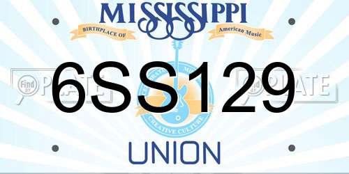 6SS129 Mississippi License Plate