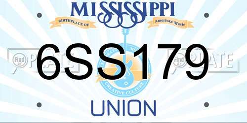 6SS179 Mississippi License Plate