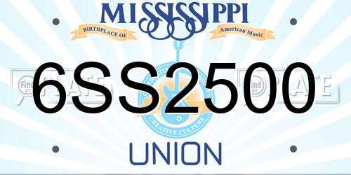 6SS2500 Mississippi License Plate