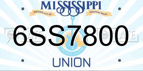 6SS7800 Mississippi License Plate