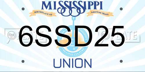 6SSD25 Mississippi License Plate