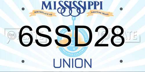 6SSD28 Mississippi License Plate
