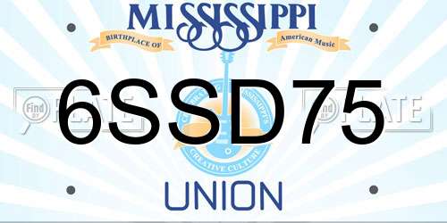 6SSD75 Mississippi License Plate