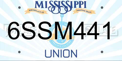 6SSM441 Mississippi License Plate