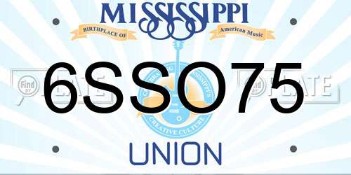 6SSO75 Mississippi License Plate