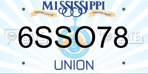 6SSO78 Mississippi License Plate