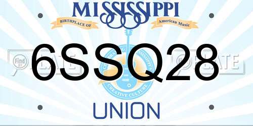 6SSQ28 Mississippi License Plate