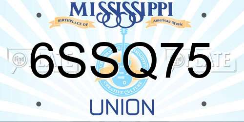 6SSQ75 Mississippi License Plate