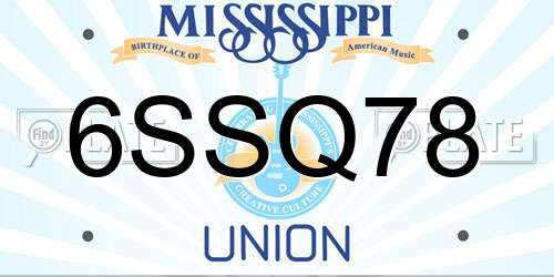 6SSQ78 Mississippi License Plate