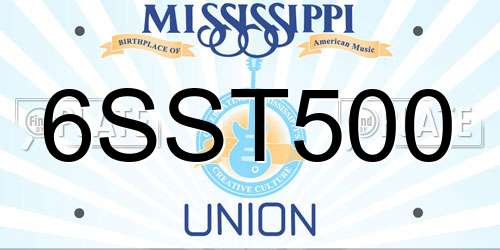 6SST500 Mississippi License Plate