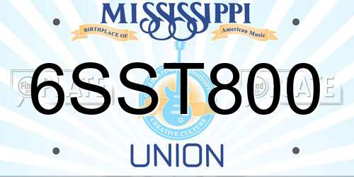 6SST800 Mississippi License Plate