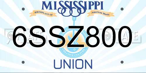 6SSZ800 Mississippi License Plate