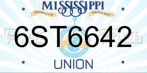 6ST6642 Mississippi License Plate