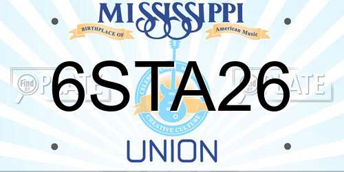 6STA26 Mississippi License Plate