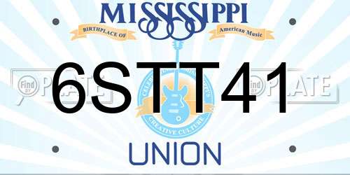 6STT41 Mississippi License Plate