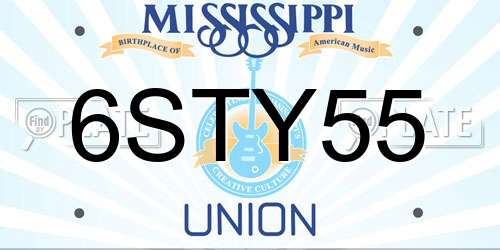 6STY55 Mississippi License Plate