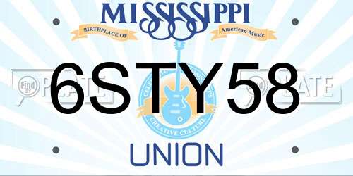 6STY58 Mississippi License Plate