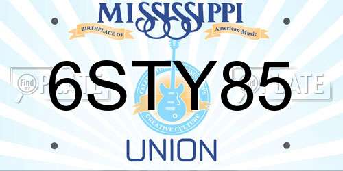 6STY85 Mississippi License Plate