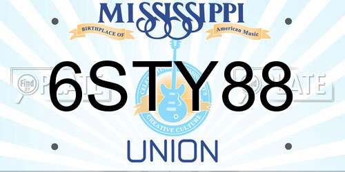 6STY88 Mississippi License Plate