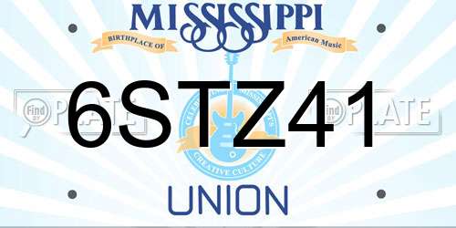 6STZ41 Mississippi License Plate