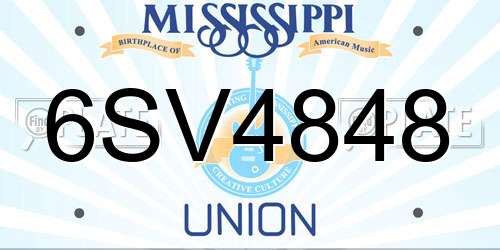 6SV4848 Mississippi License Plate
