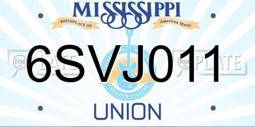 6SVJ011 Mississippi License Plate