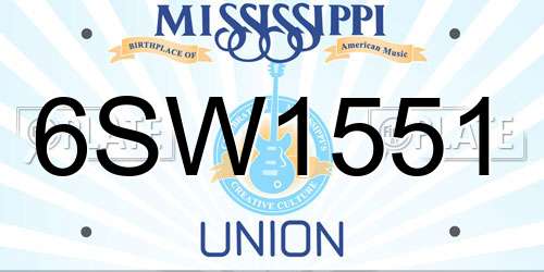6SW1551 Mississippi License Plate