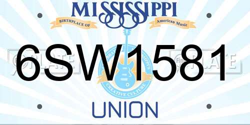 6SW1581 Mississippi License Plate