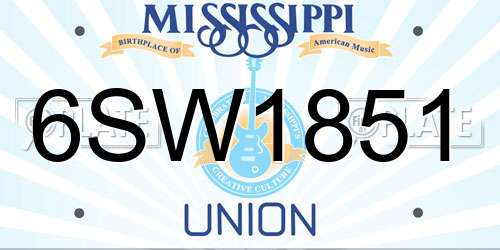 6SW1851 Mississippi License Plate